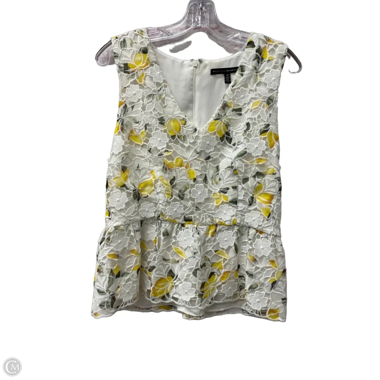 Top Sleeveless By White House Black Market In White & Yellow, Size: 10