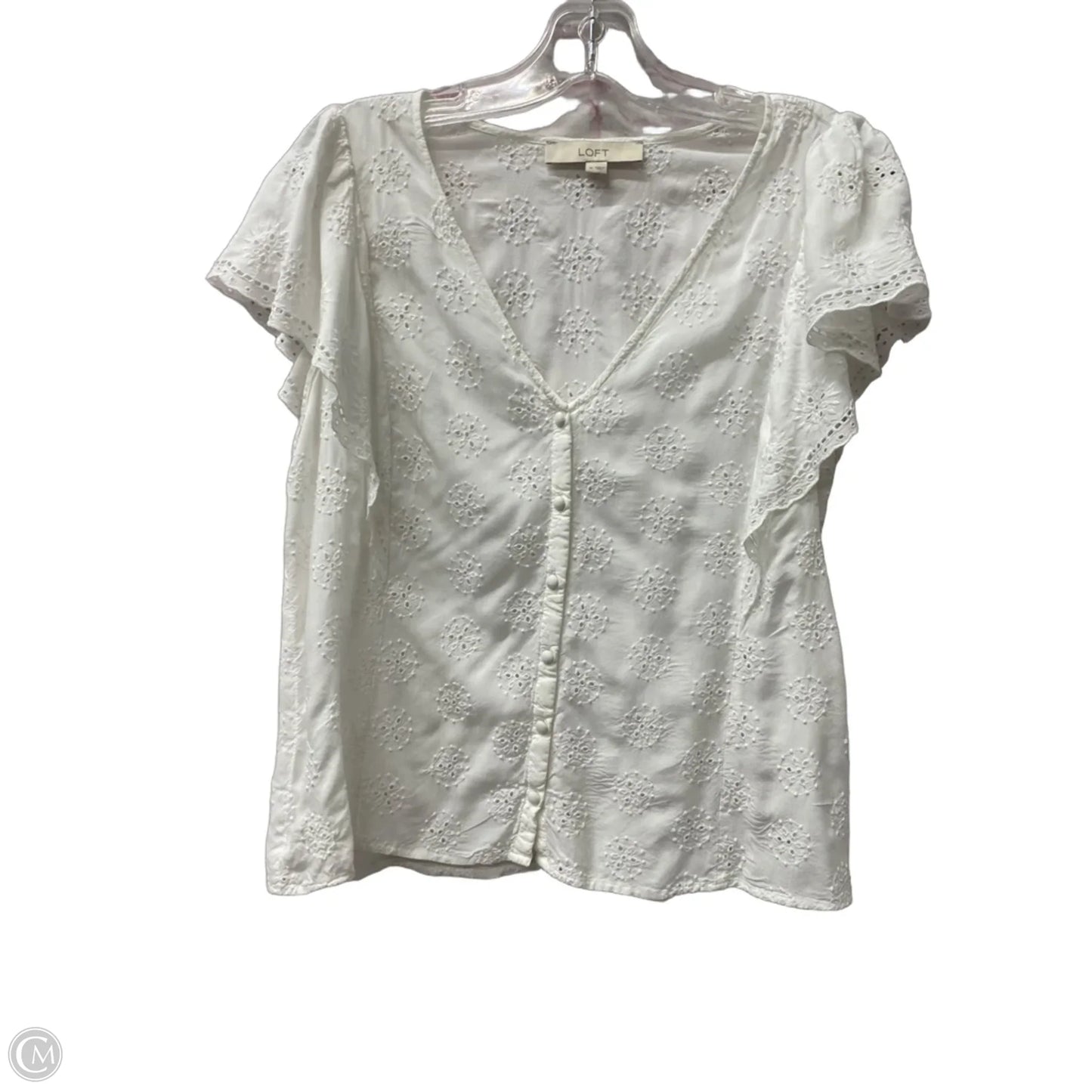 Top Short Sleeve By Loft In White, Size: M