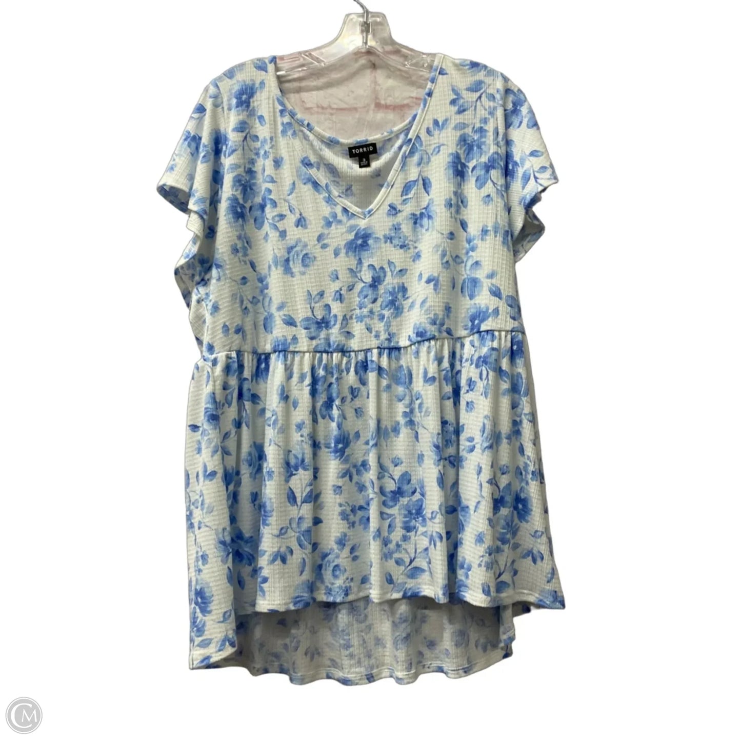 Top Short Sleeve By Torrid In Blue & White, Size: 3x