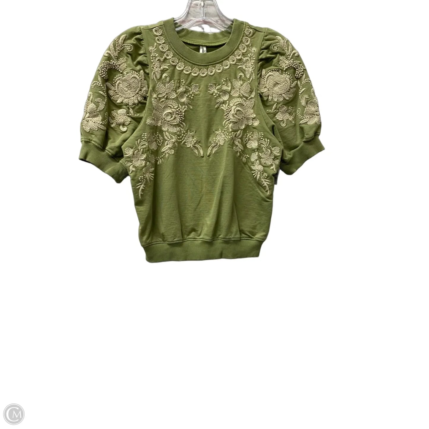 Top Short Sleeve By Anthropologie In Green, Size: Xxs