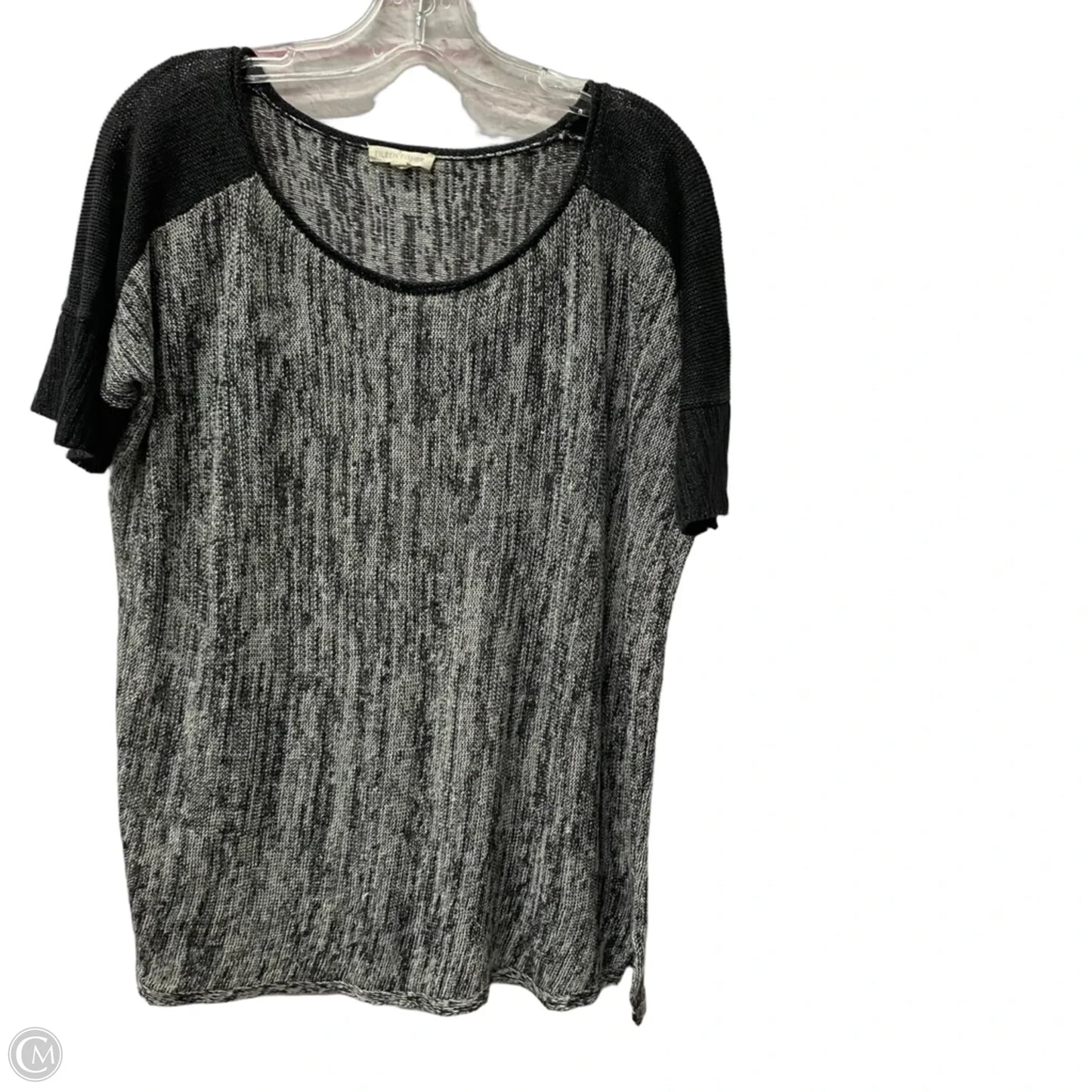 Top Short Sleeve By Eileen Fisher In Black & Grey, Size: L