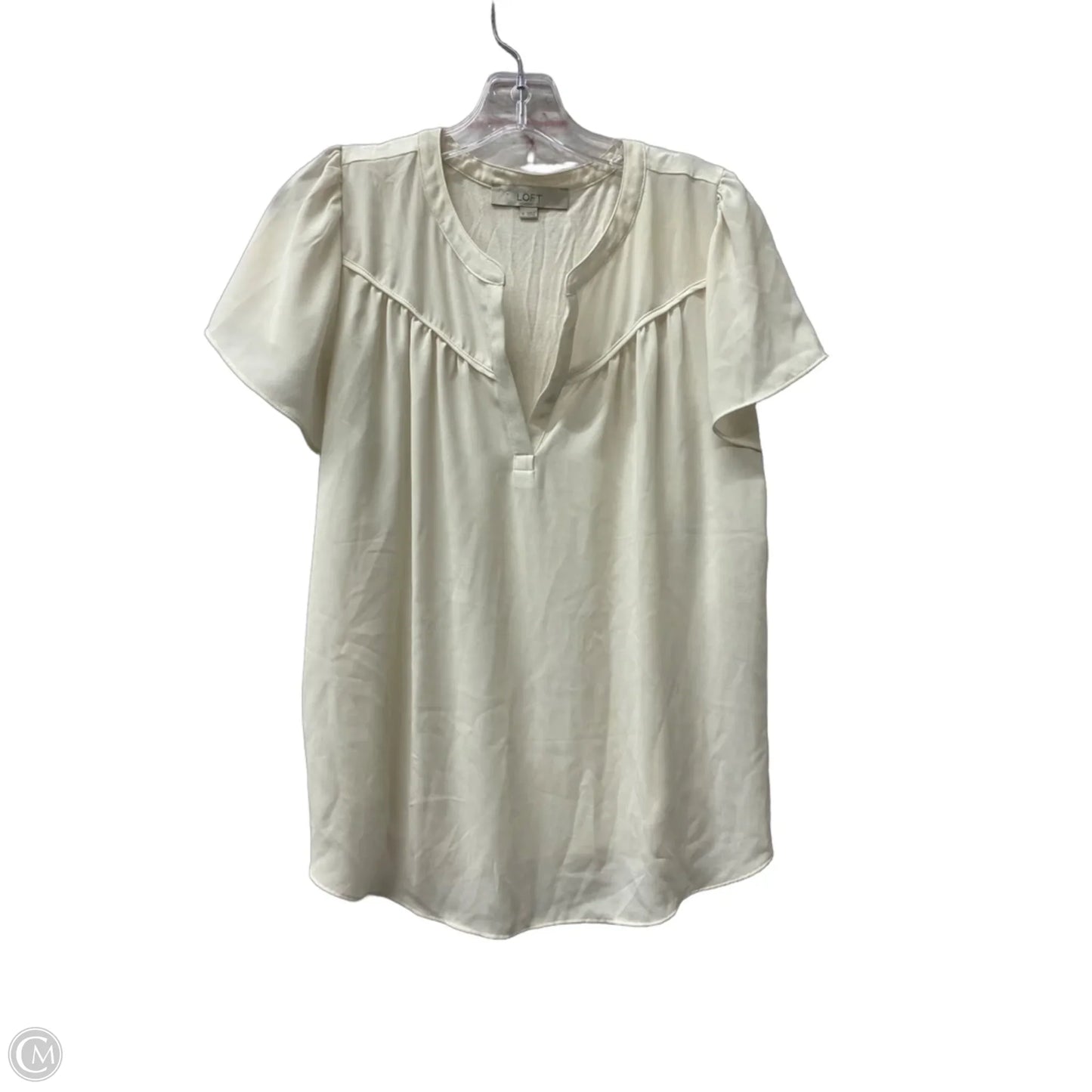 Top Short Sleeve By Loft In Ivory, Size: M