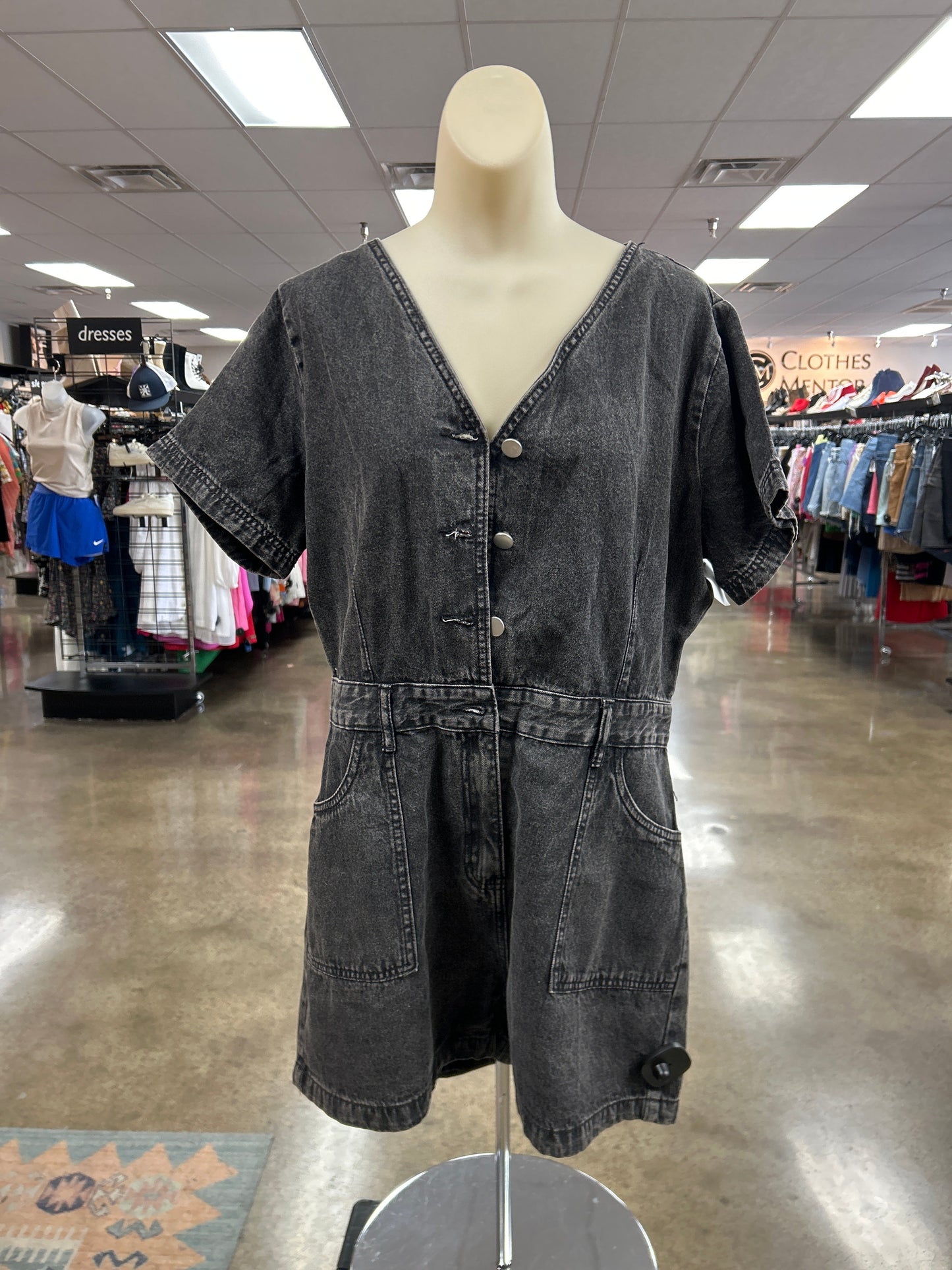 Romper By Impressions In Black Denim, Size:L