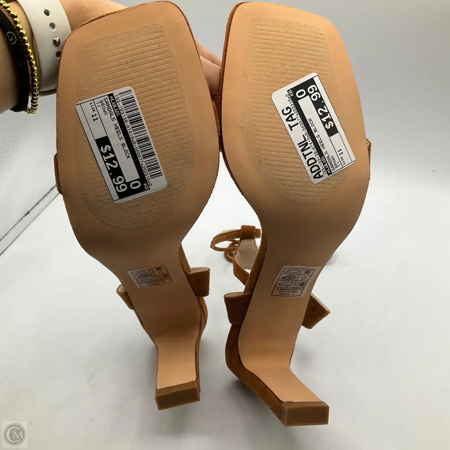 Sandals Heels Block By Lulus In Brown, Size: 11