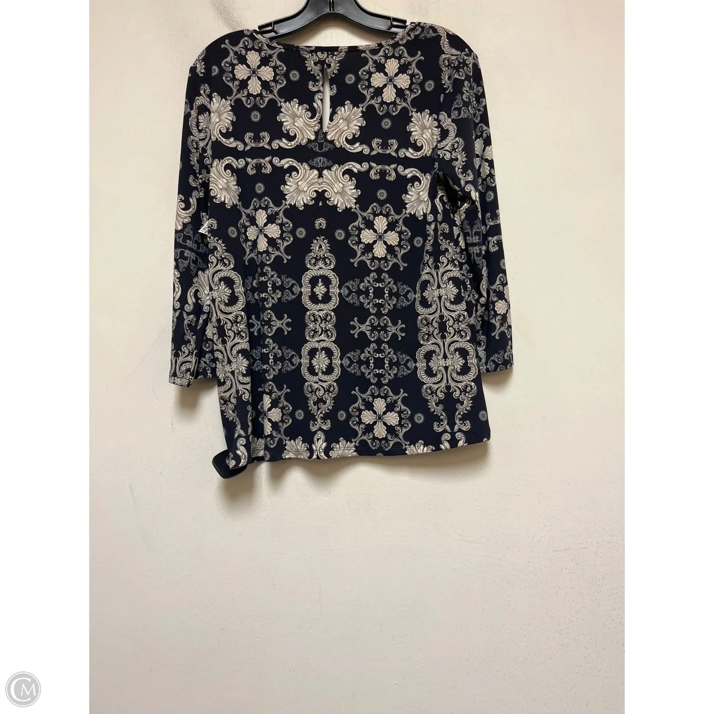 Top Long Sleeve By Vince Camuto In Blue & White, Size: S