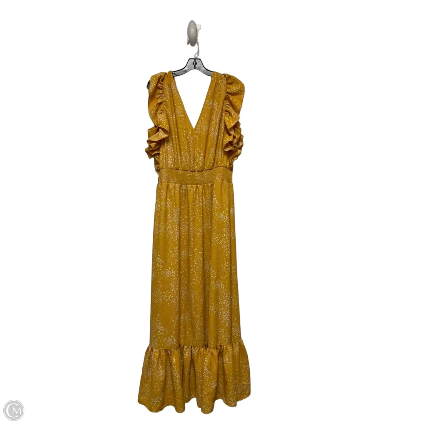 Dress Casual Maxi By Express In White & Yellow, Size: Xl