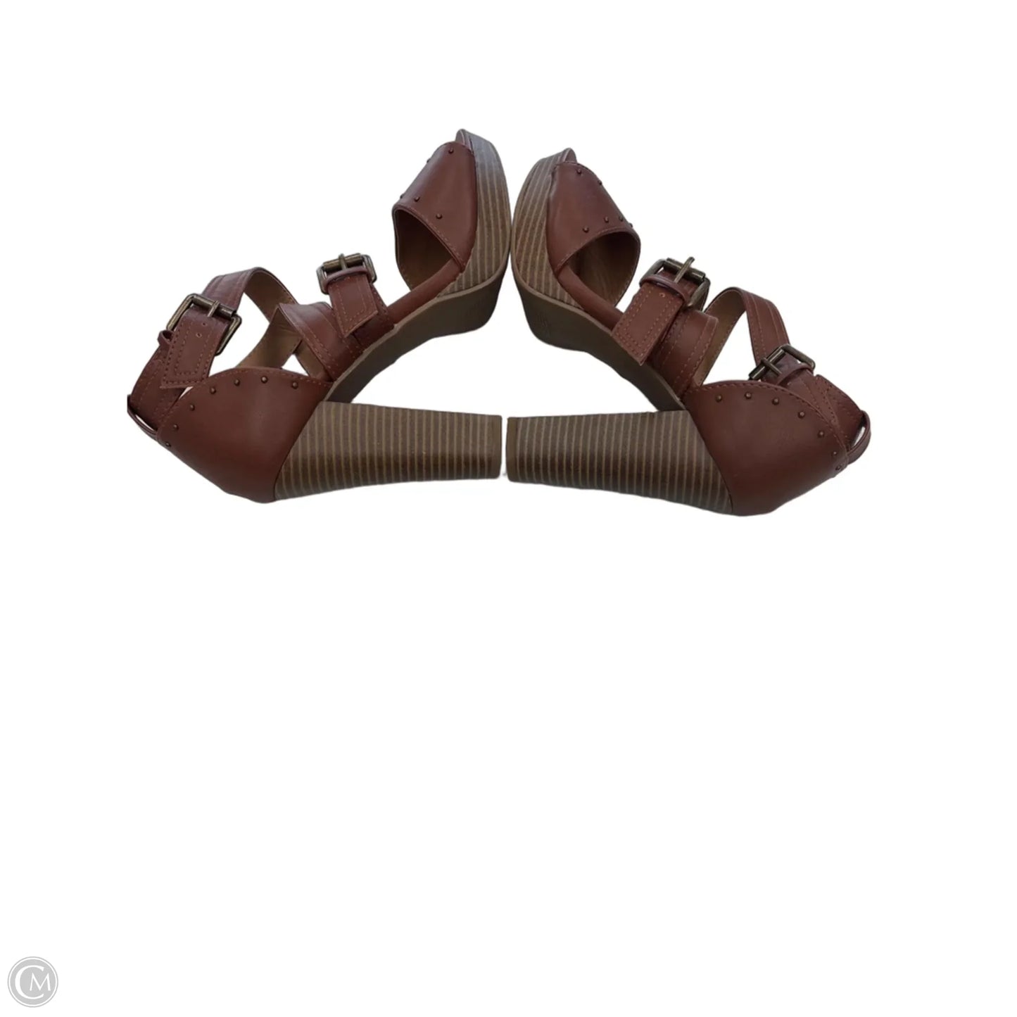 Sandals Heels Block By Report In Brown, Size: 8.5