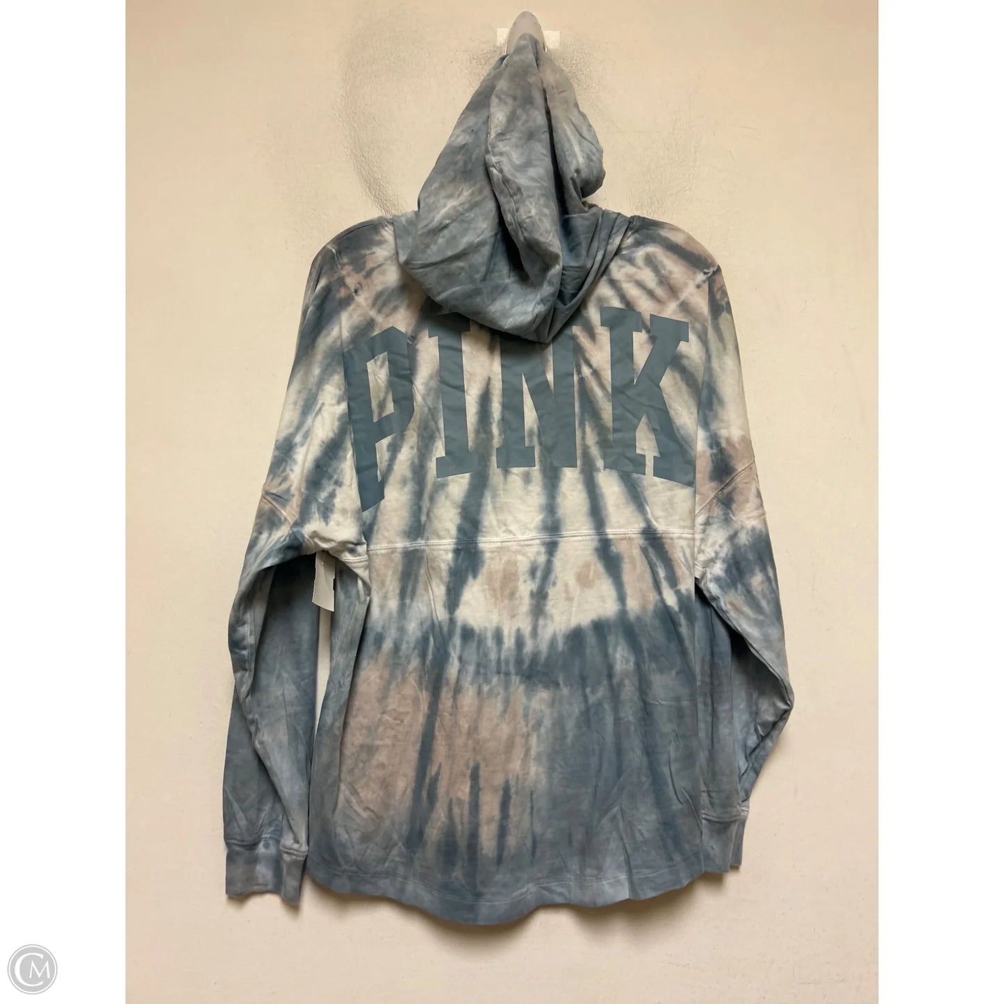 Athletic Top Long Sleeve Hoodie By Pink In Tie Dye Print, Size: M