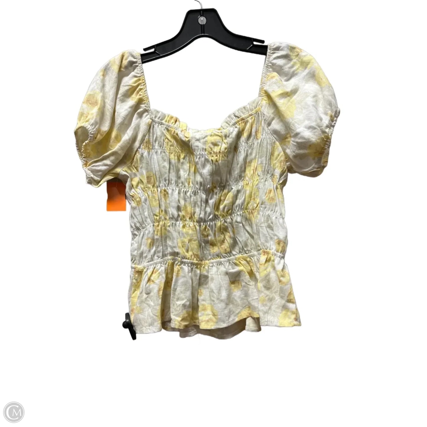 Top Short Sleeve By Monteau In Cream & Yellow, Size: M