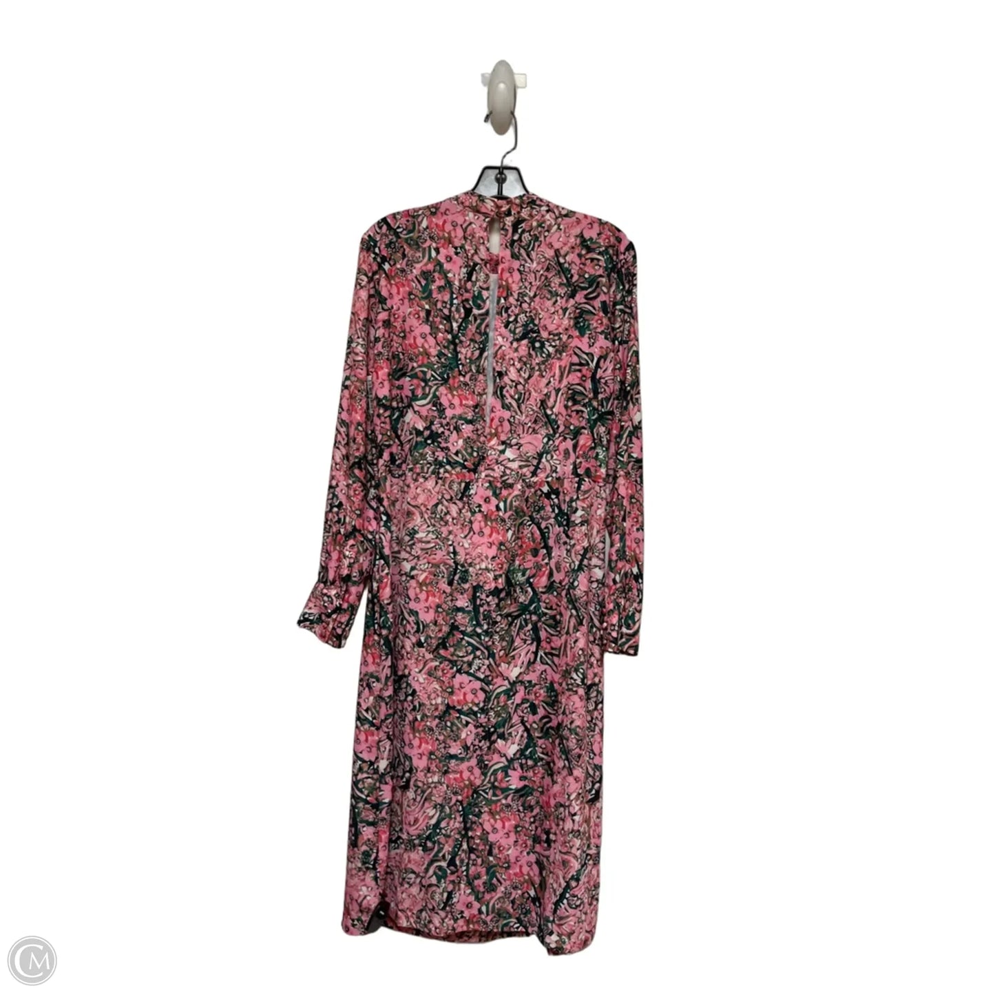 Dress Casual Midi By H&m In Green & Pink, Size: M