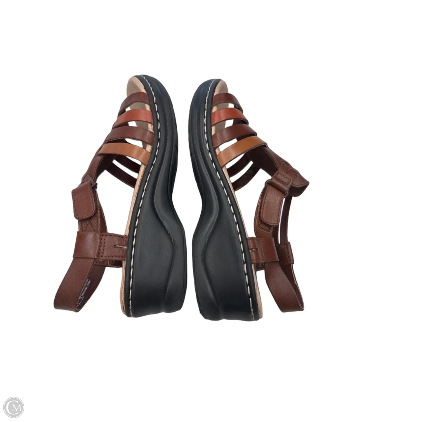 Sandals Heels Wedge By Clarks In Brown, Size: 8