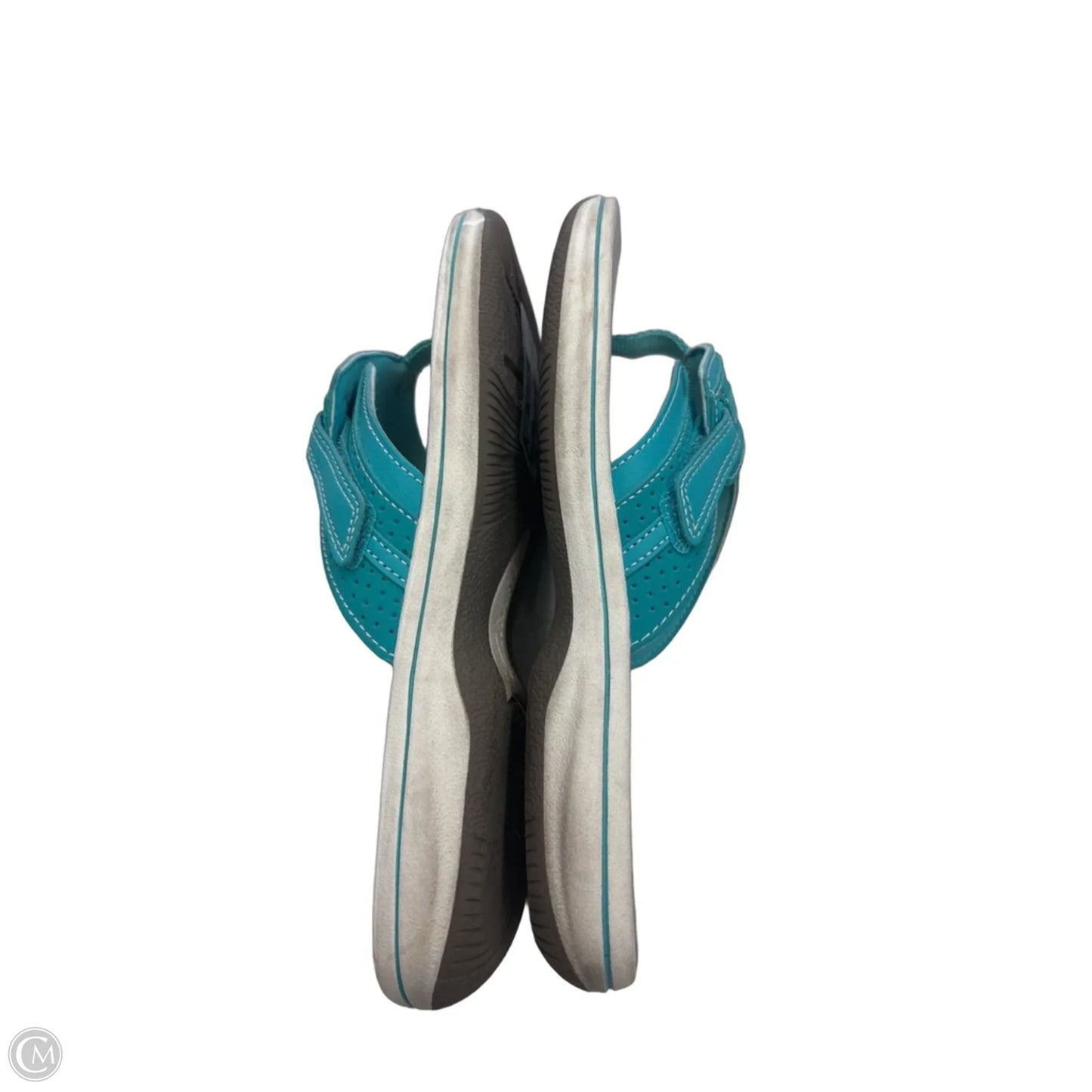 Sandals Flats By Clarks In Blue & Grey, Size: 8