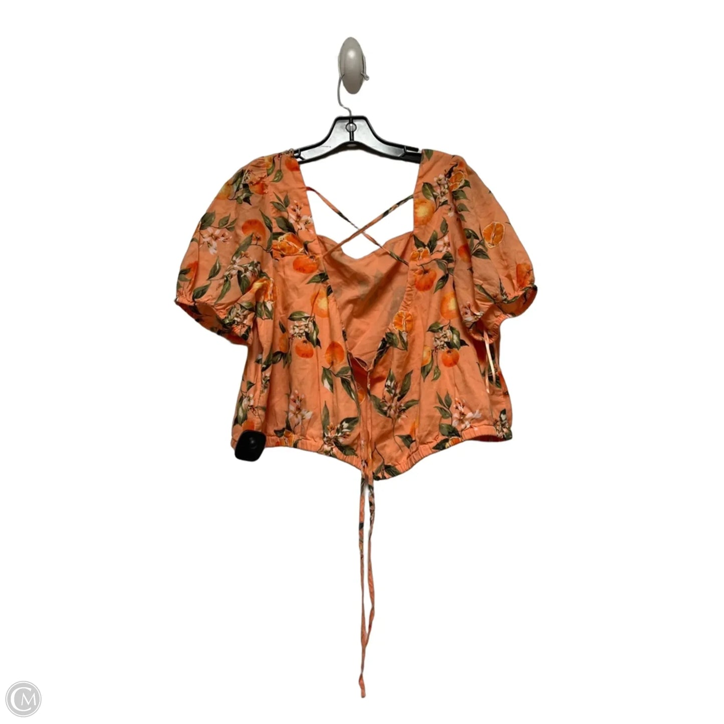 Top Short Sleeve By Loft In Green & Orange, Size: Xl