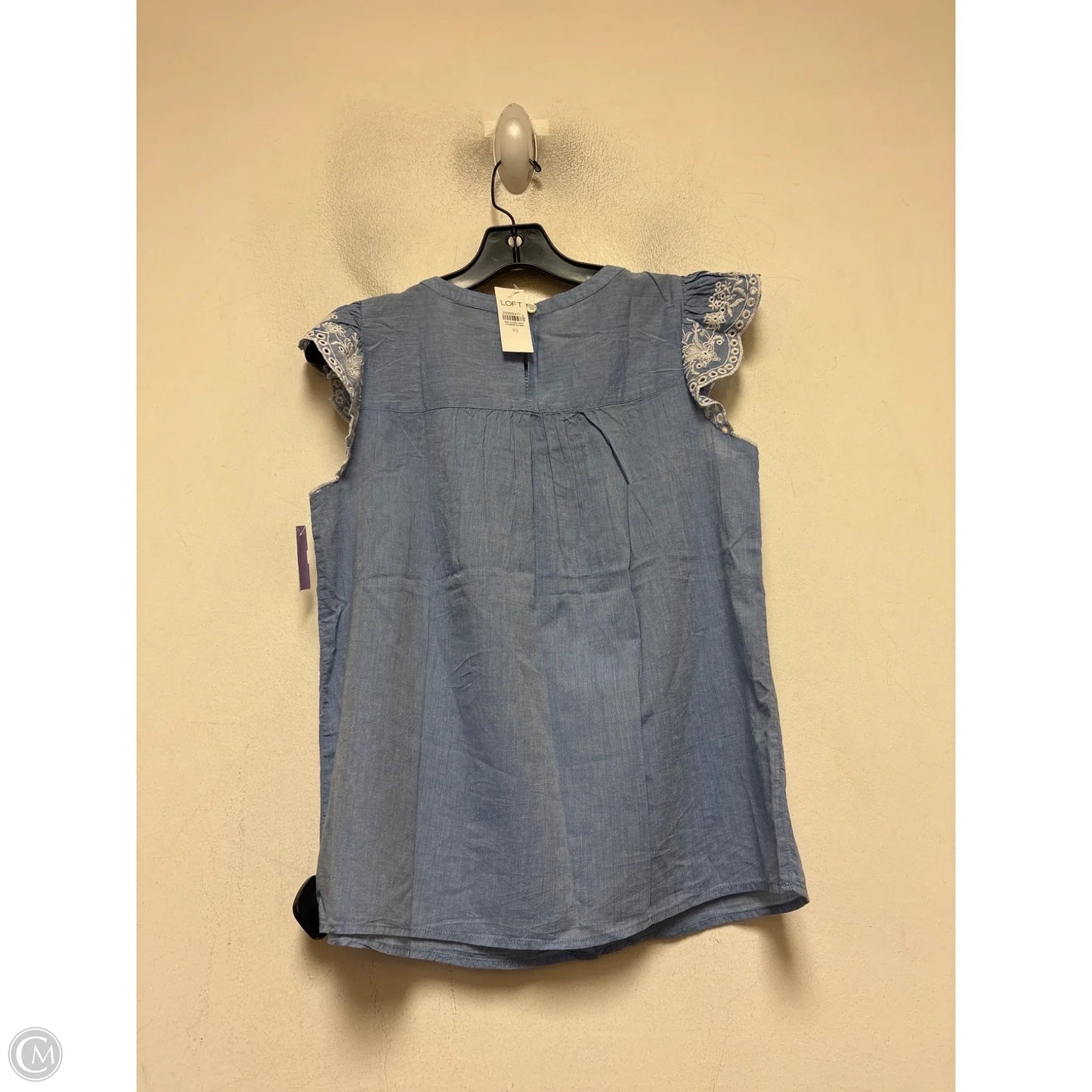 Top Short Sleeve By Loft In Blue & White, Size: Xs