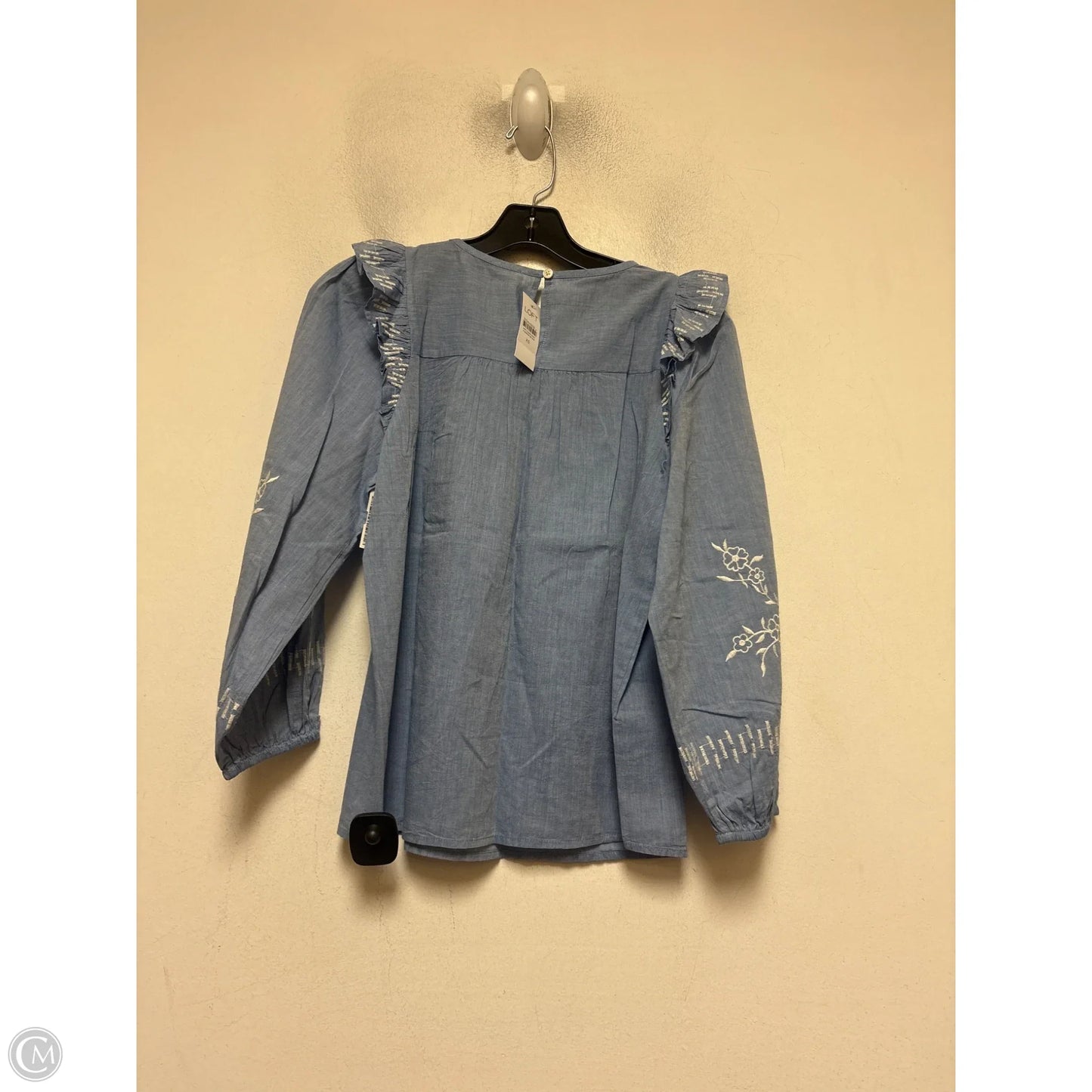 Top Short Sleeve By Loft In Blue & White, Size: Xs