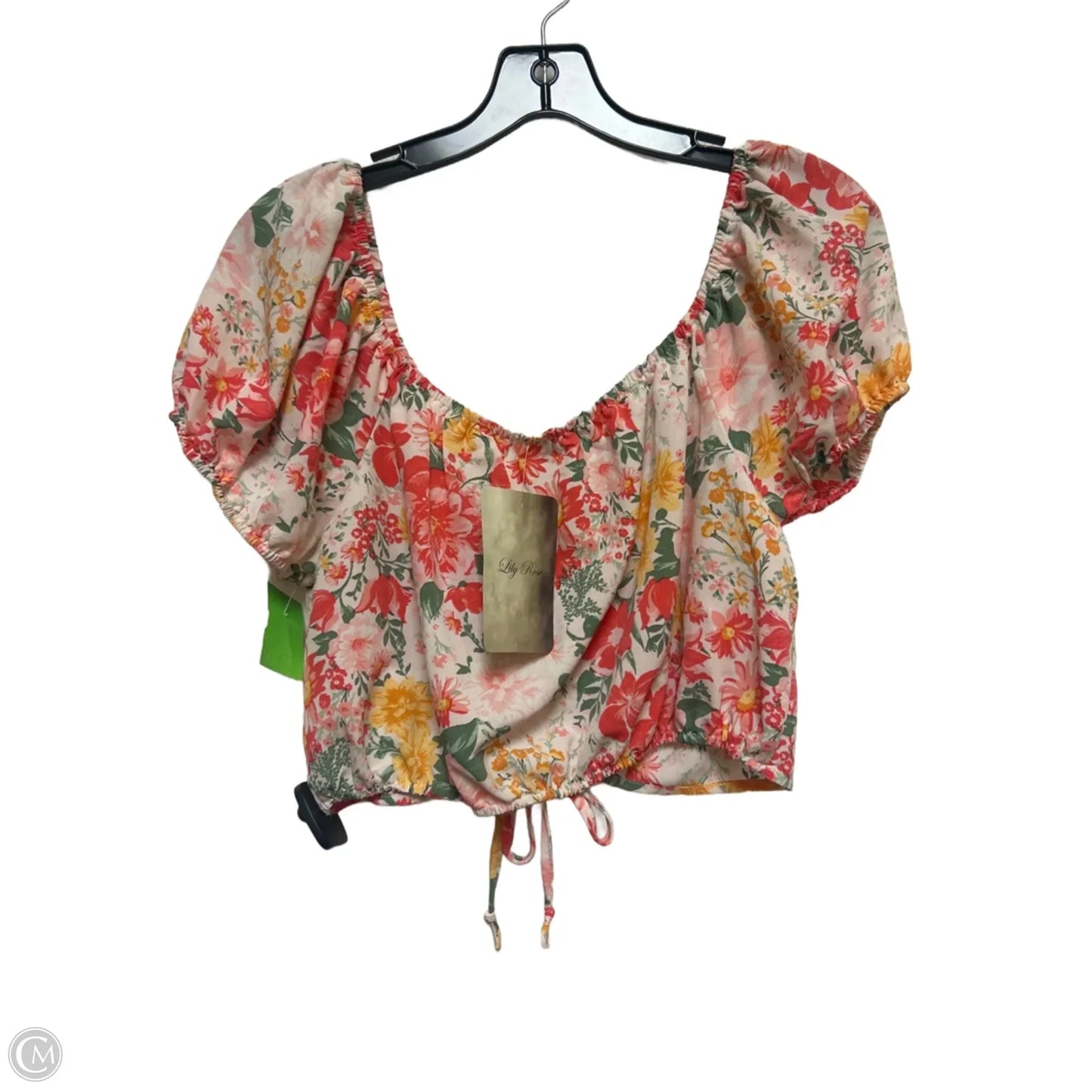 Top Short Sleeve By Lily Rose In Floral Print, Size: L
