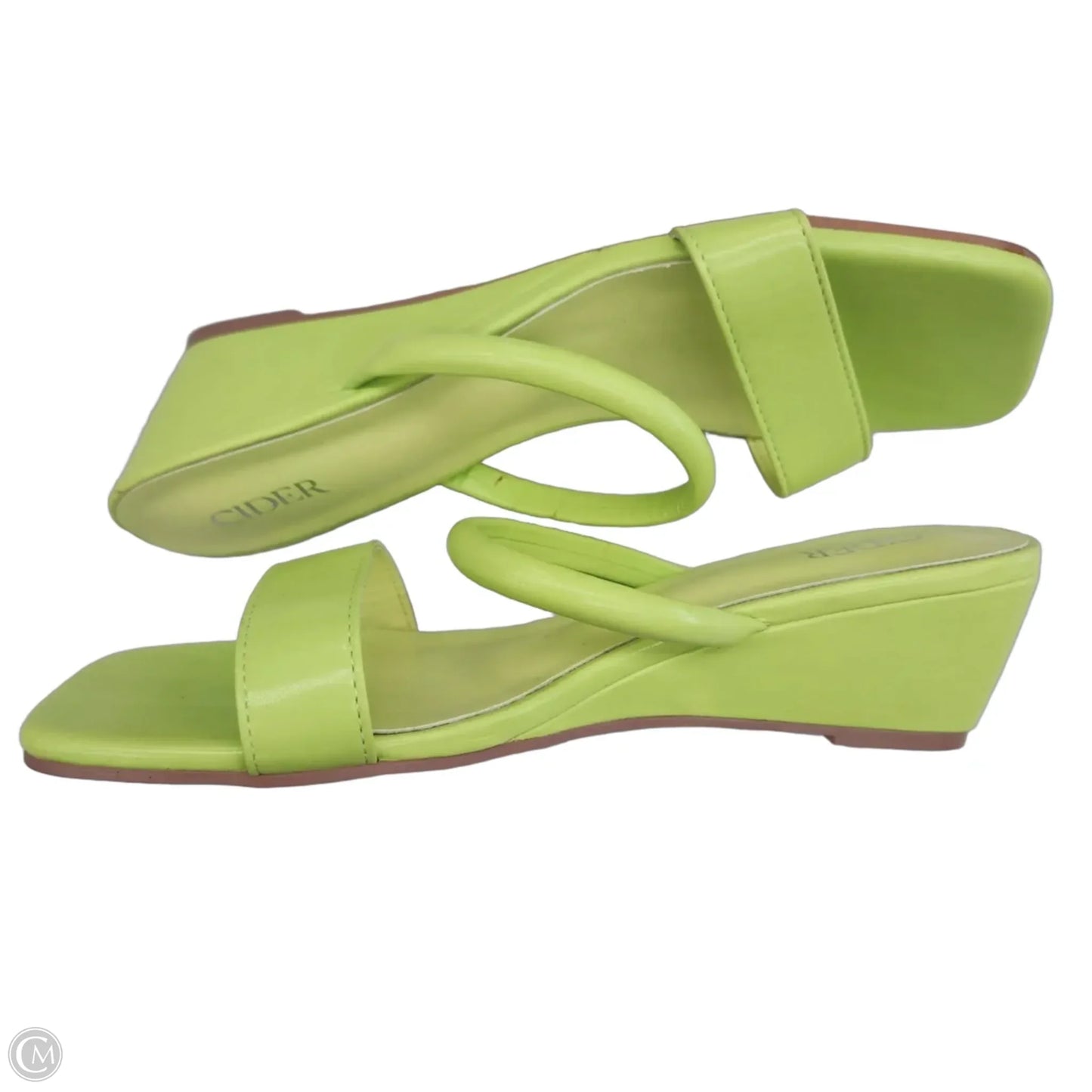 Sandals Heels Wedge By Cider In Green, Size: 6.5
