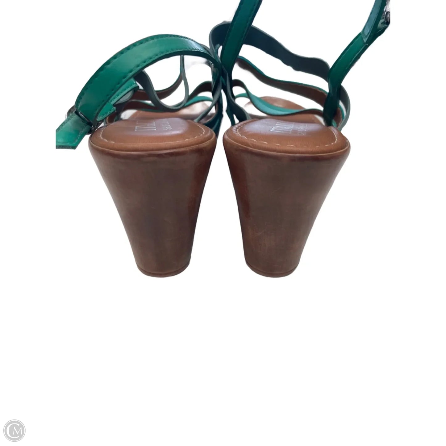 Sandals Heels Wedge By Italian Shoemakers In Teal, Size: 8