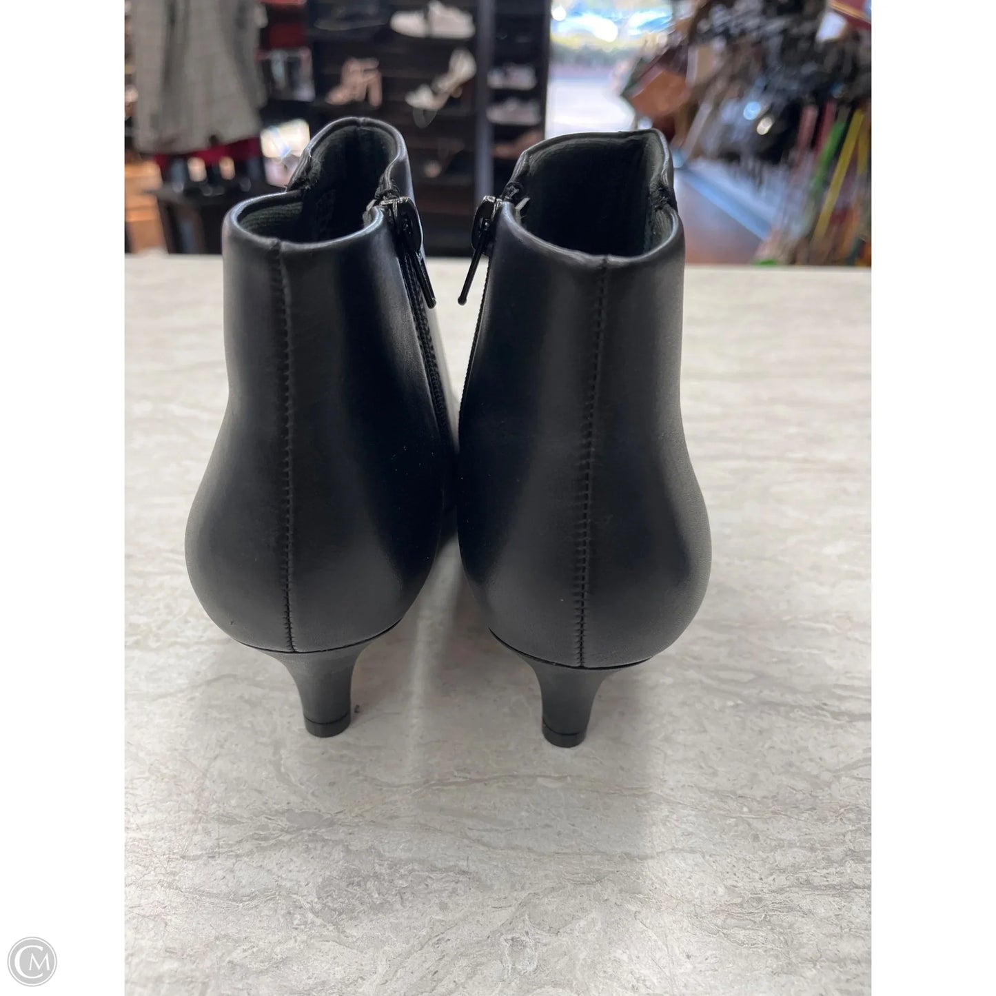 Boots Ankle Heels By Clarks In Black, Size: 6.5