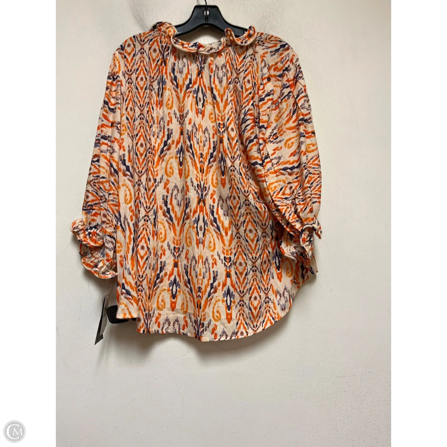 Top Short Sleeve By Democracy In Blue & Orange, Size: 1x