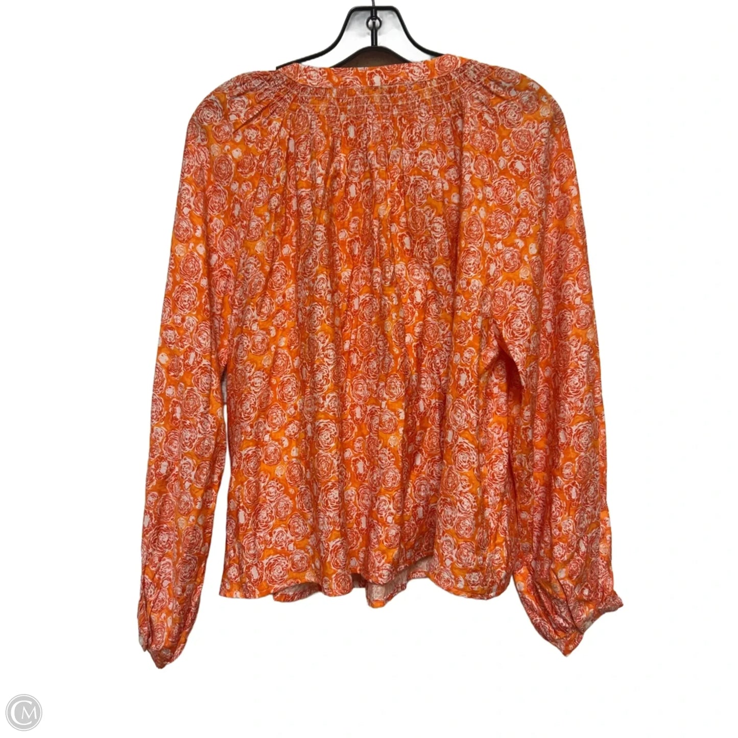 Top Long Sleeve By Clothes Mentor In Orange & White, Size: S