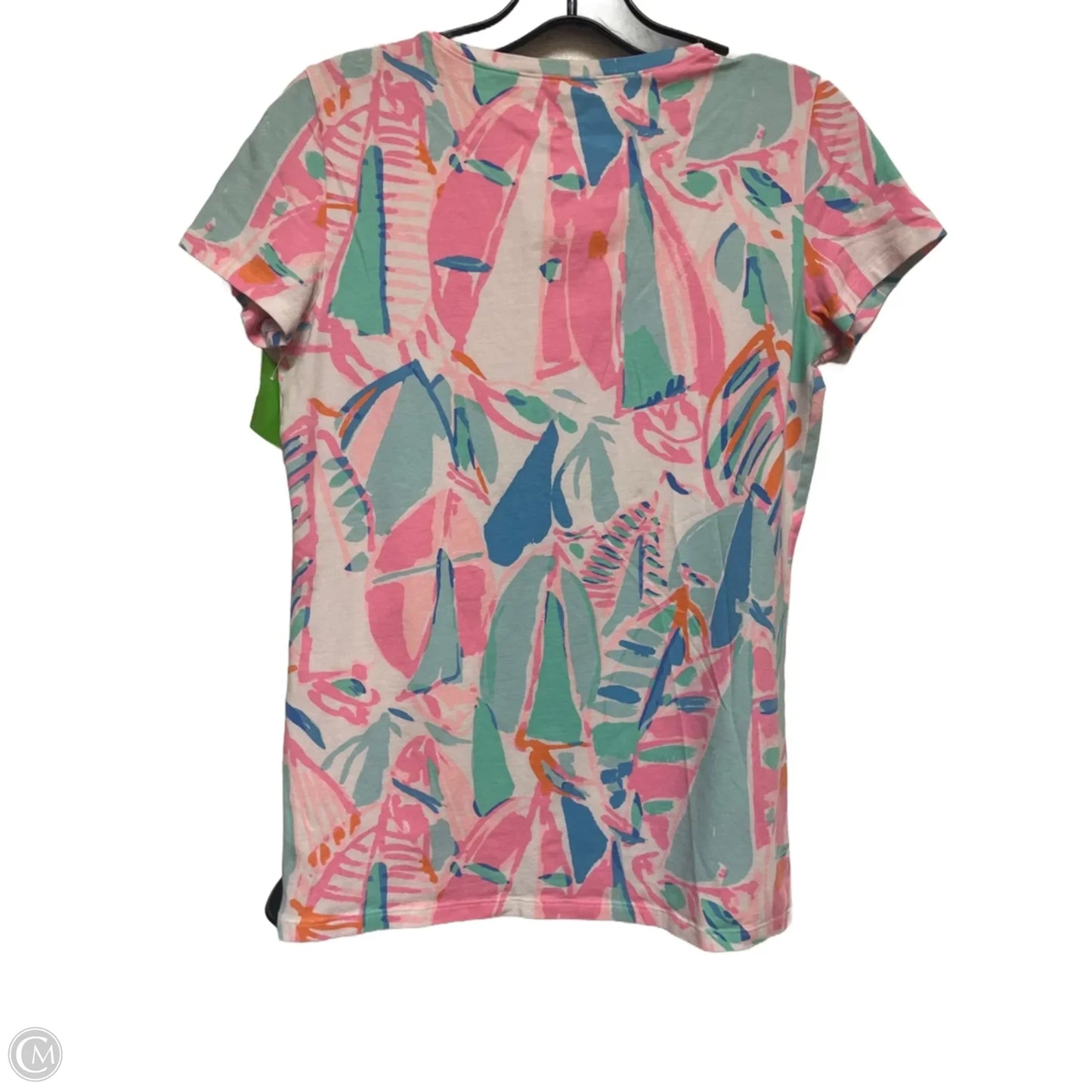 Top Short Sleeve Designer By Lilly Pulitzer In Green & Pink, Size: S