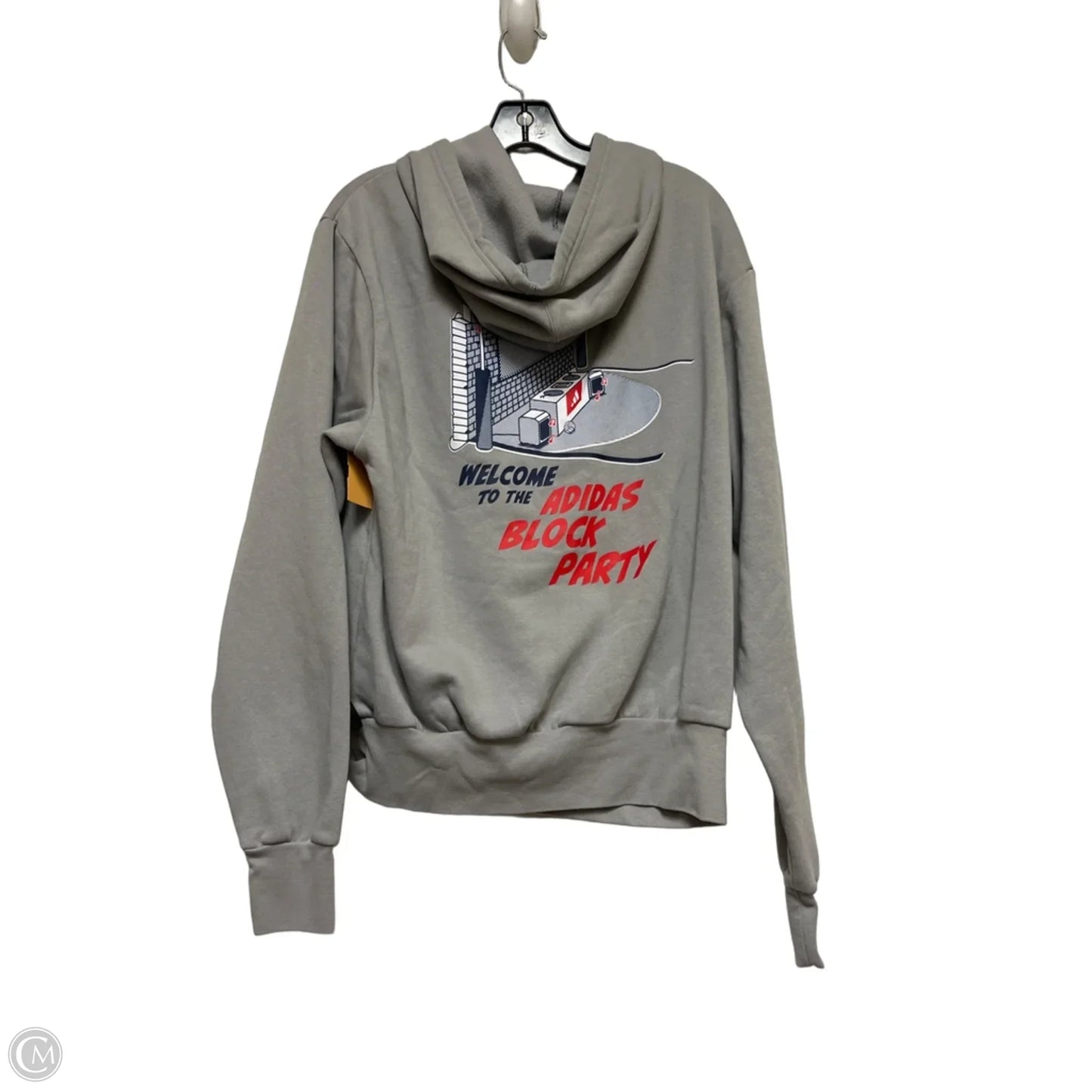 Athletic Sweatshirt Hoodie By Adidas In Grey, Size: M