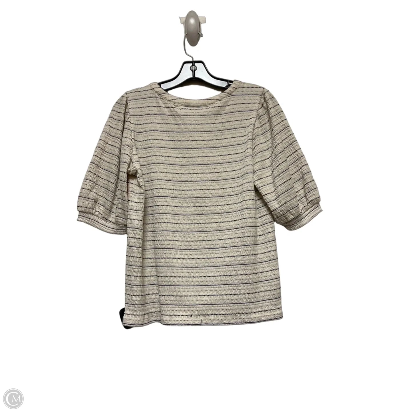 Top Short Sleeve By Loft In Black & Cream, Size: S