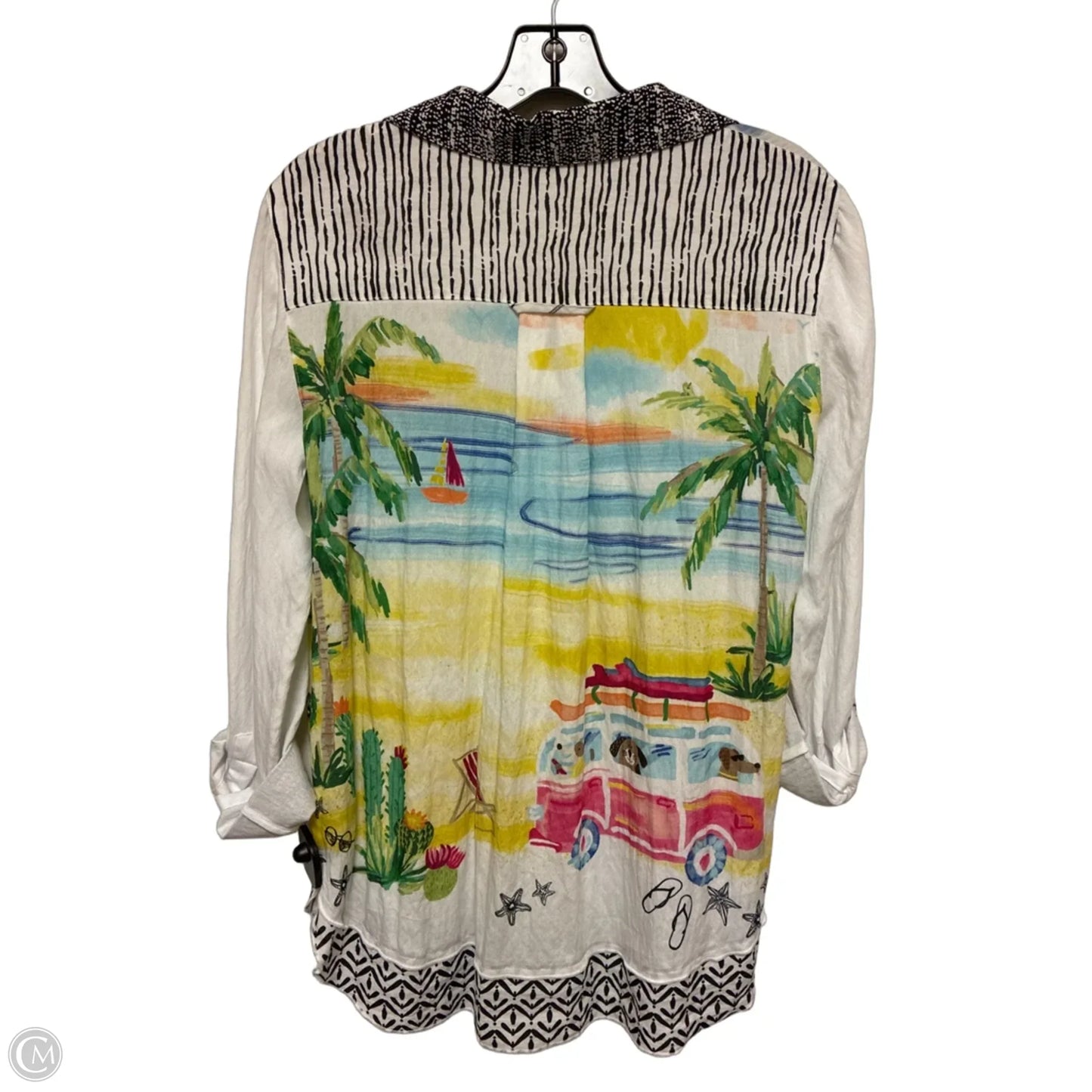 Top Long Sleeve By John Mark In Tropical Print, Size: S