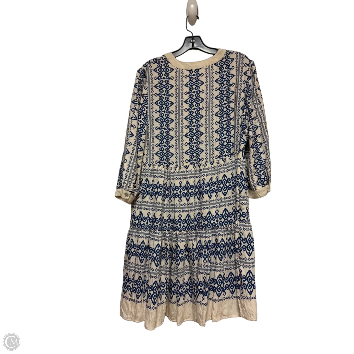 Dress Casual Short By Figuero & Flower In Blue & Cream, Size: L