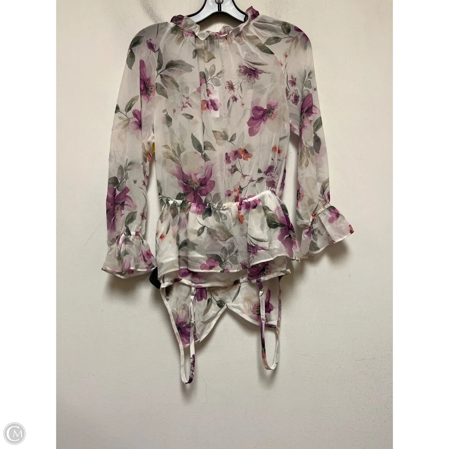 Top Long Sleeve By White House Black Market In Floral Print, Size: Xsp
