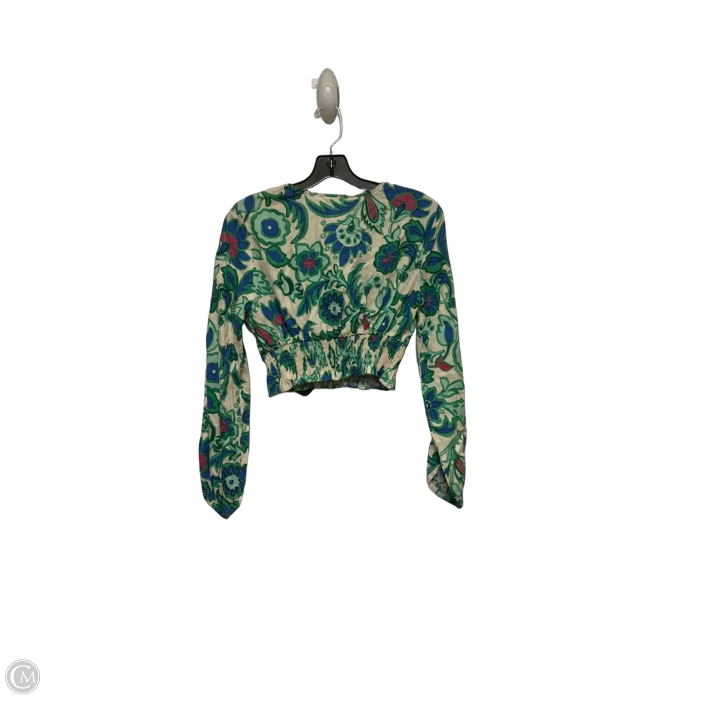 Top Long Sleeve By Zara In Green, Size: Xs