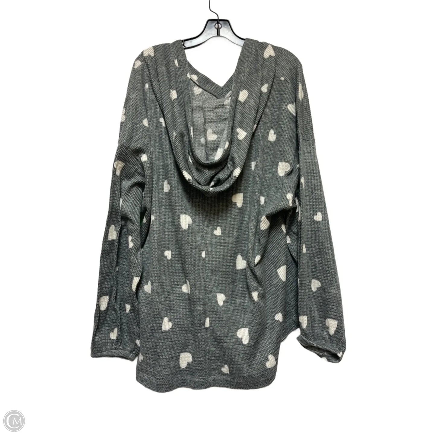 Sweatshirt Hoodie By Lane Bryant In Grey & White, Size: 3x