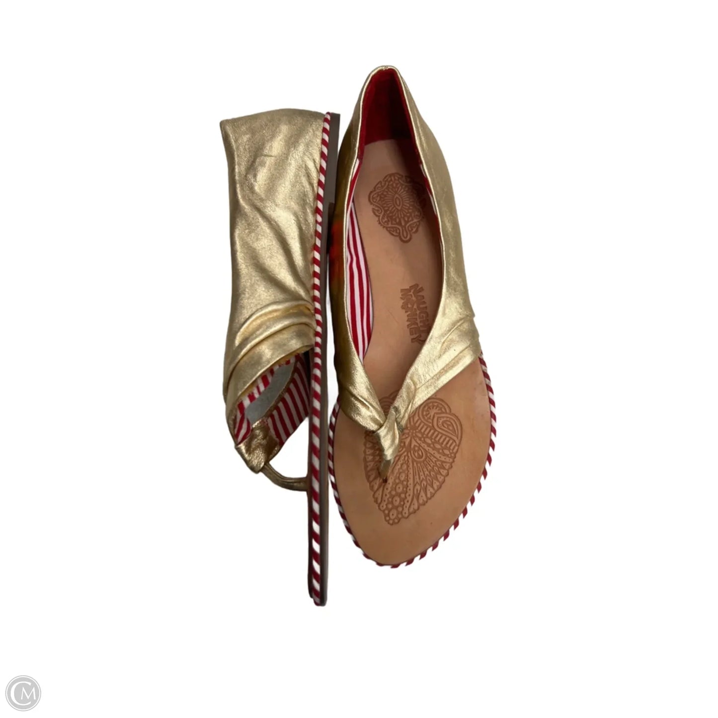 Sandals Flats By Naughty Monkey In Gold & Red, Size: 9.5