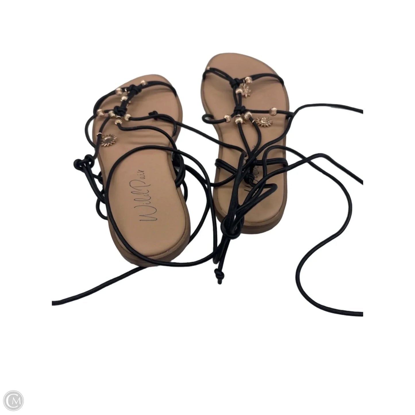 Sandals Flats By Clothes Mentor In Black & Brown, Size: 7