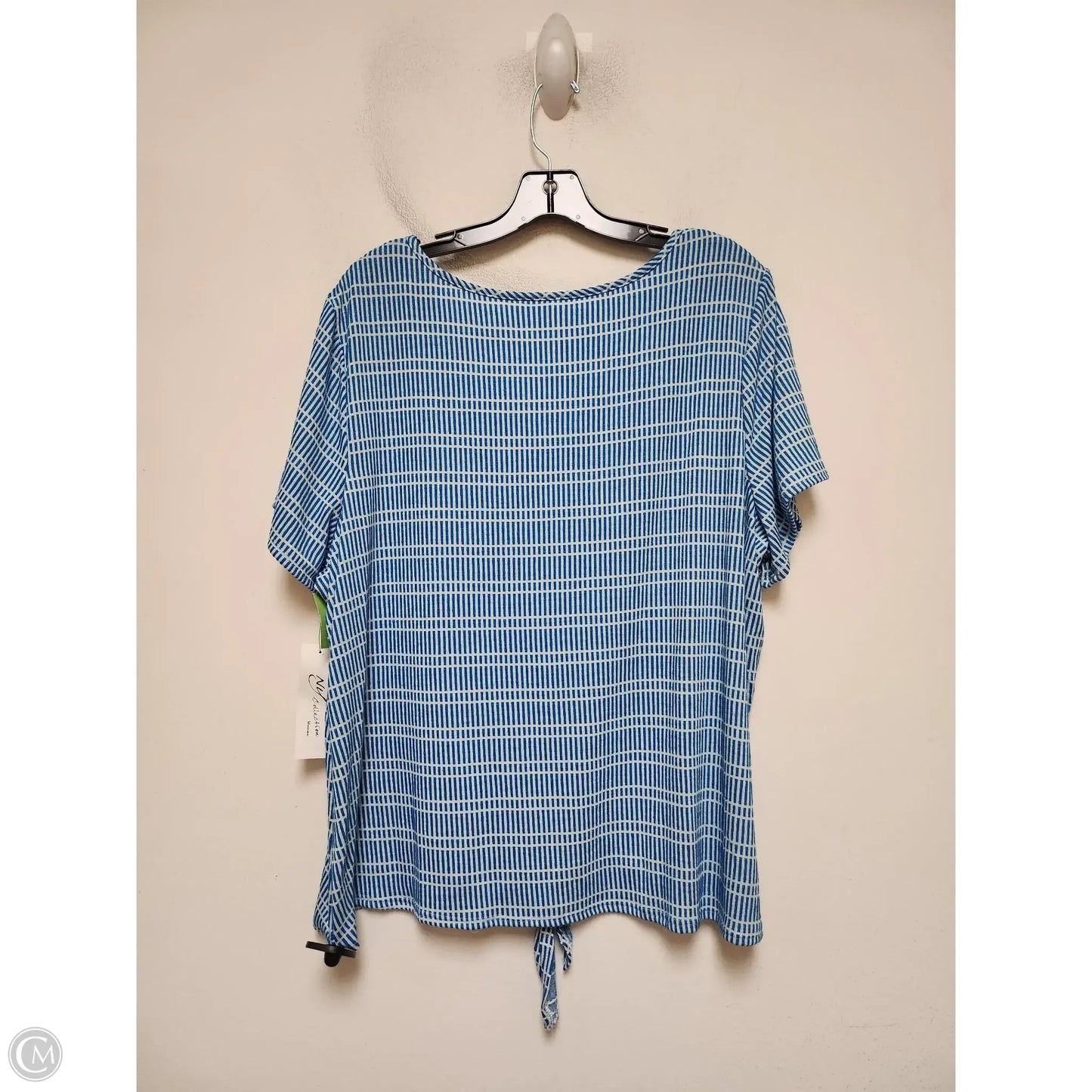 Top Short Sleeve By Ny Collection In Blue & White, Size: 3x