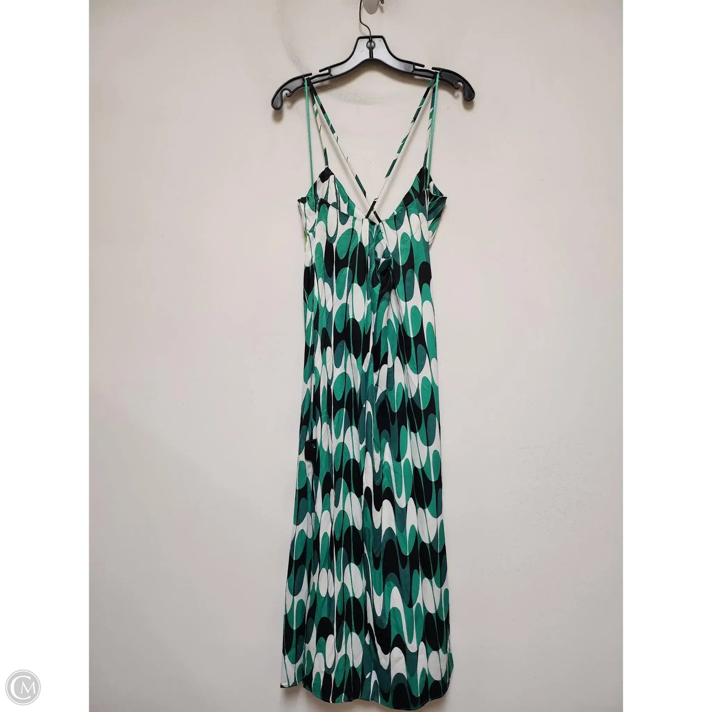Dress Casual Midi By Zara In Green & White, Size: L