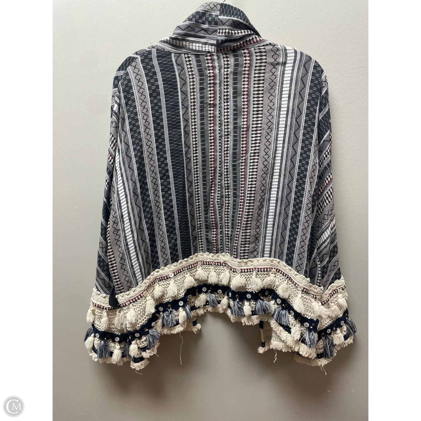 Top Long Sleeve By Zara In Grey & Tan, Size: M