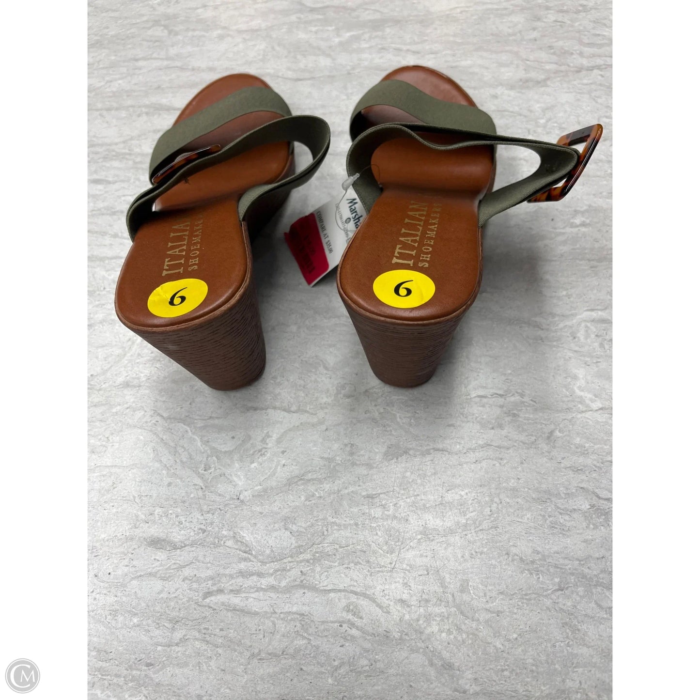 Sandals Heels Wedge By Italian Shoemakers In Green, Size: 9