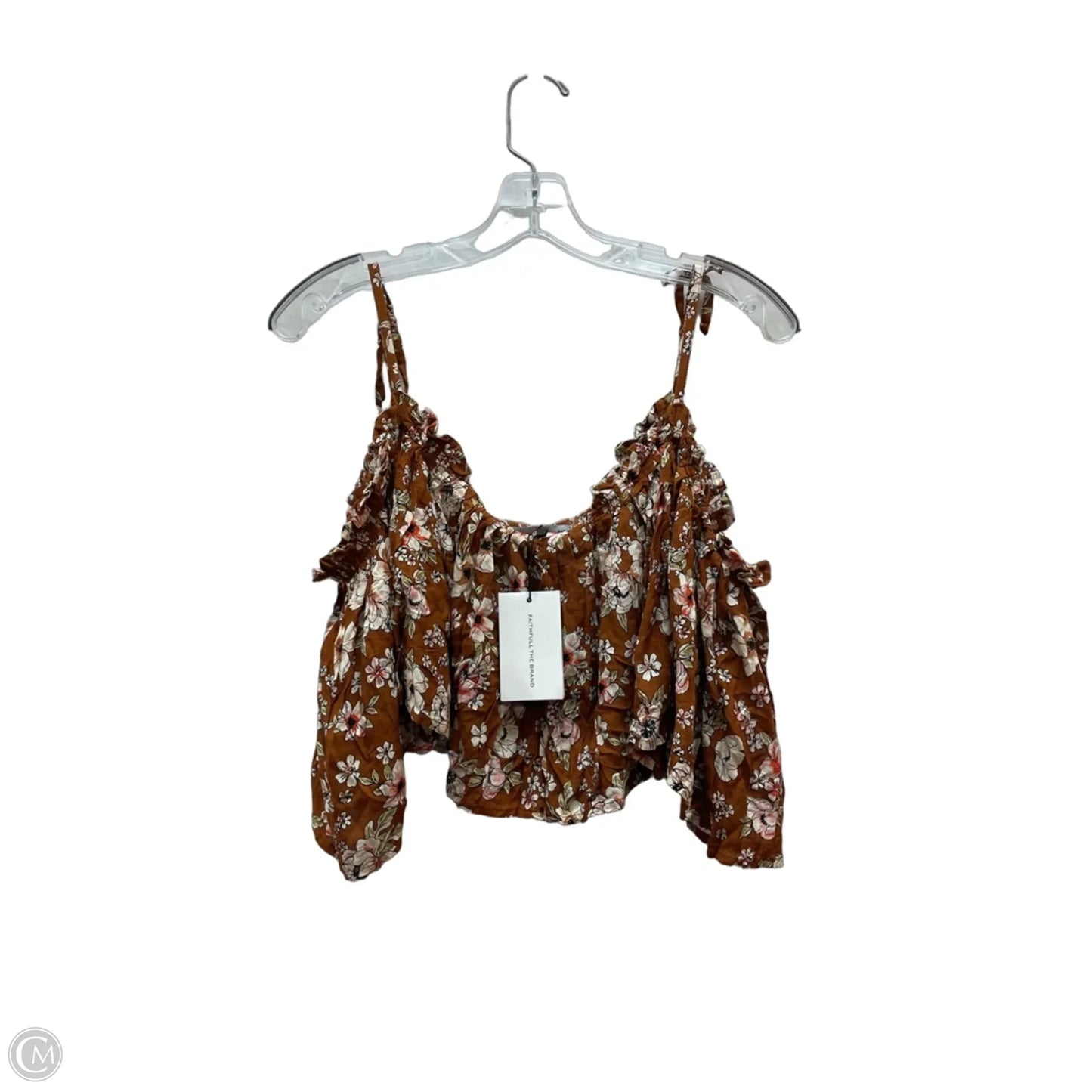 Top Sleeveless By Faithfull The Brand In Brown & Yellow, Size: S