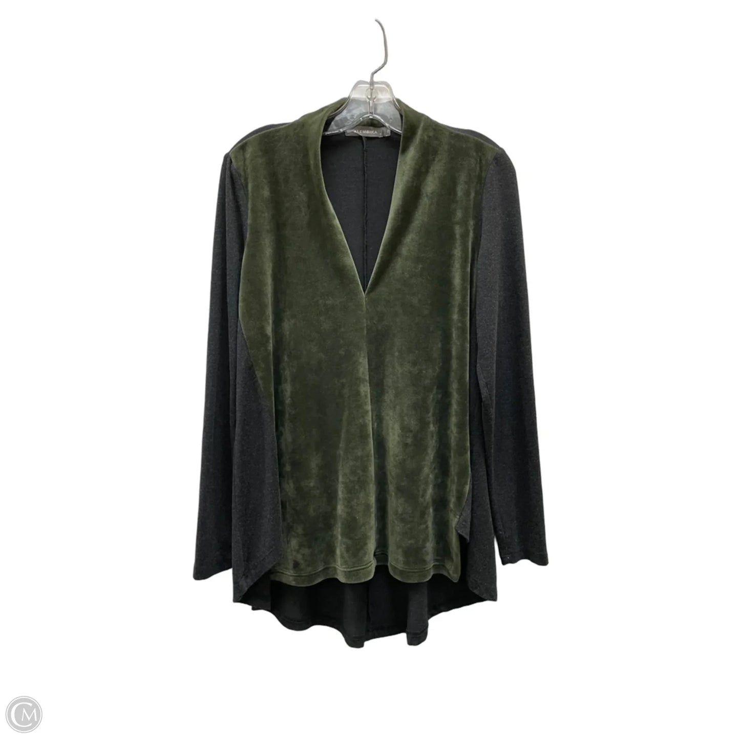 Top Long Sleeve By Alembika In Green & Grey, Size: Xs