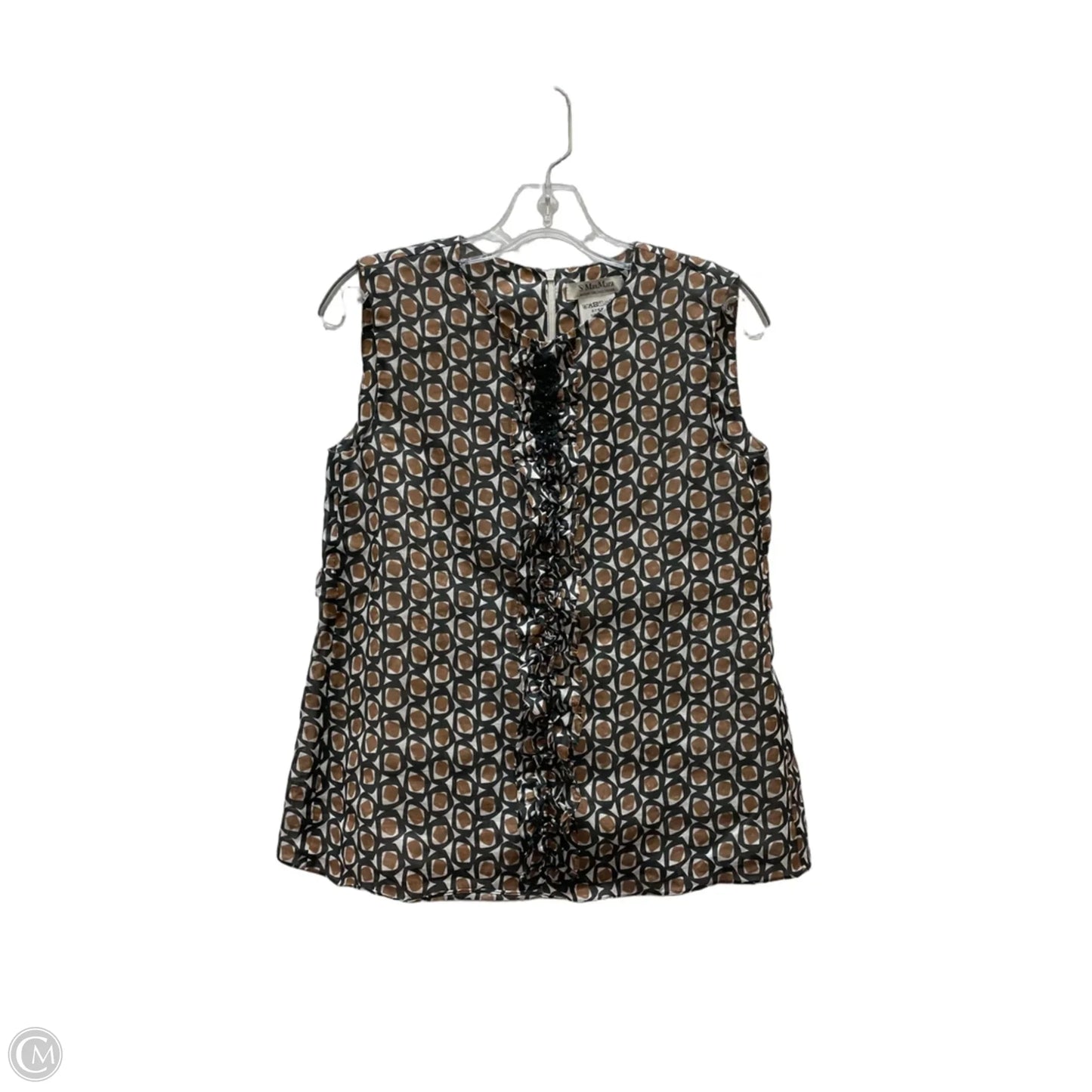 Top Short Sleeve Basic By Maxmara In Brown & Cream, Size: 4