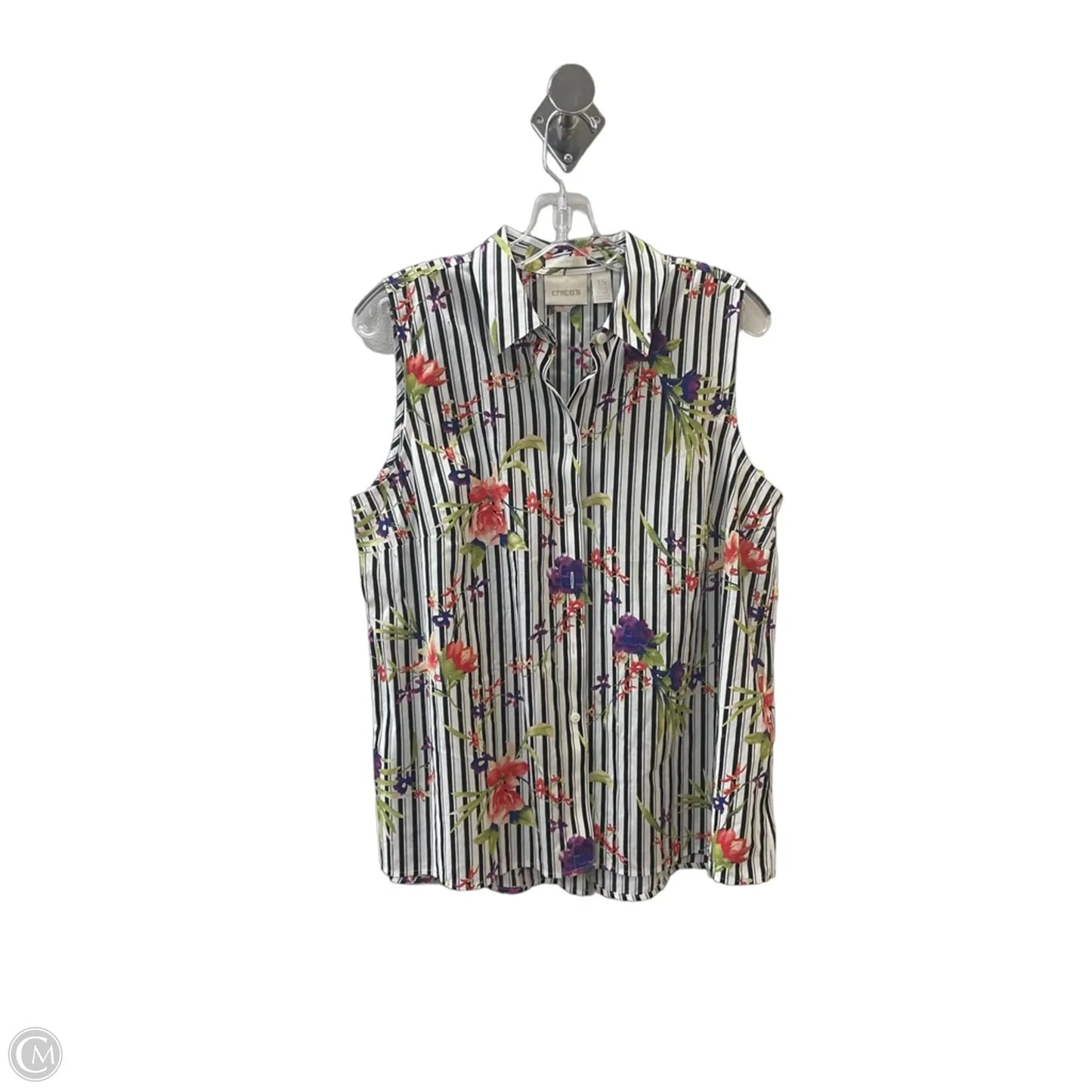 Top Sleeveless By Chicos In Floral Print, Size: M