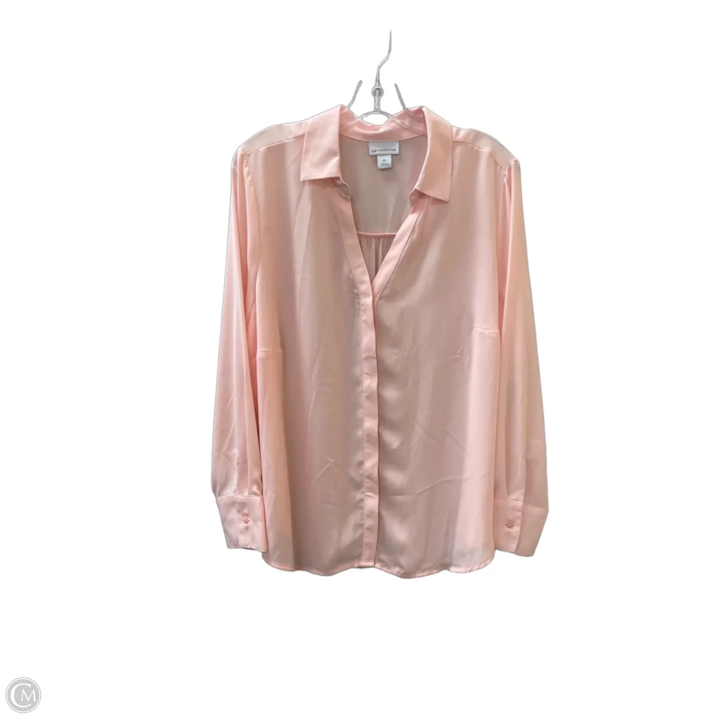 Blouse Long Sleeve By Liz Claiborne In Pink, Size: 1x