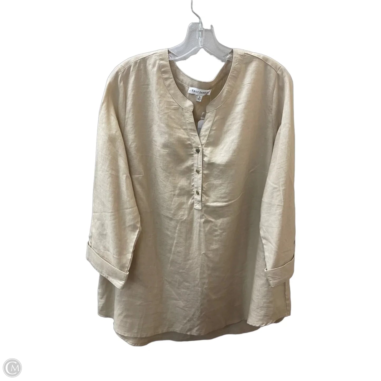 Top 3/4 Sleeve By Emily Daniels In Tan, Size: Xl