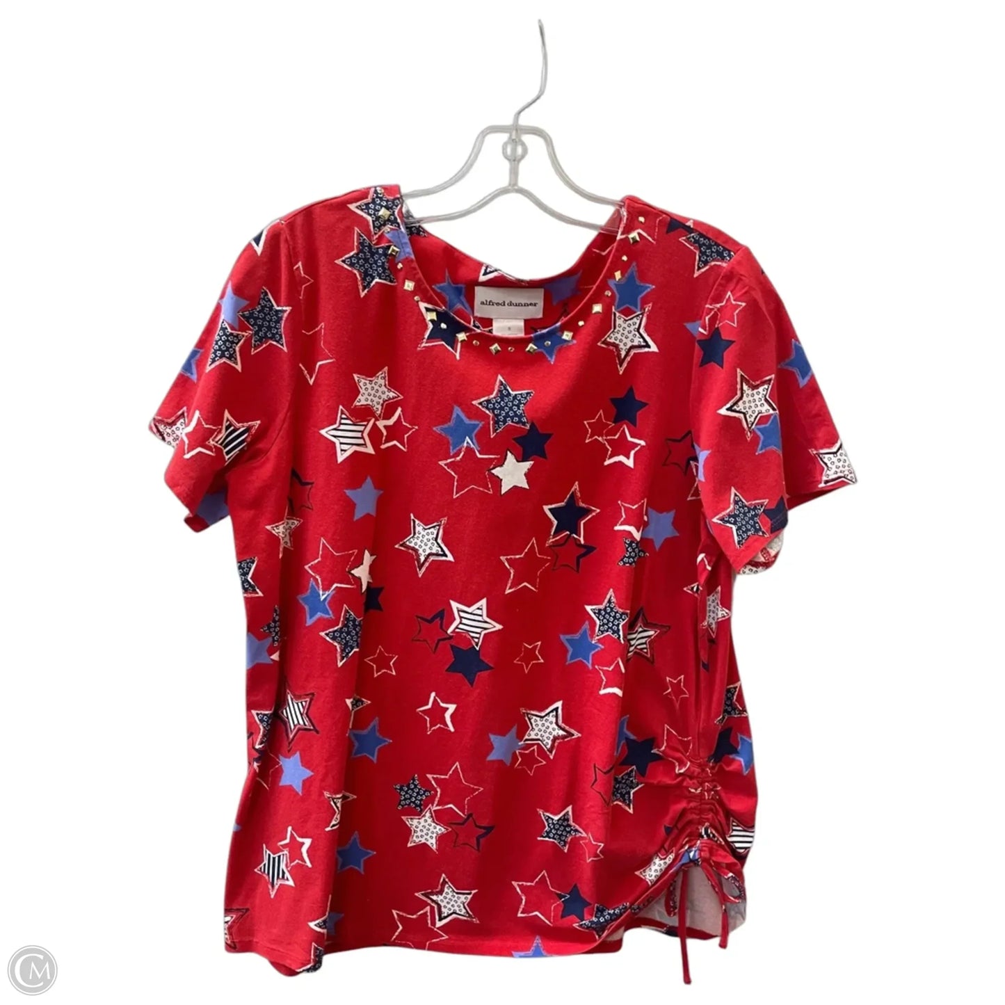 Top Short Sleeve Basic By Alfred Dunner In Blue & Red & White, Size: S