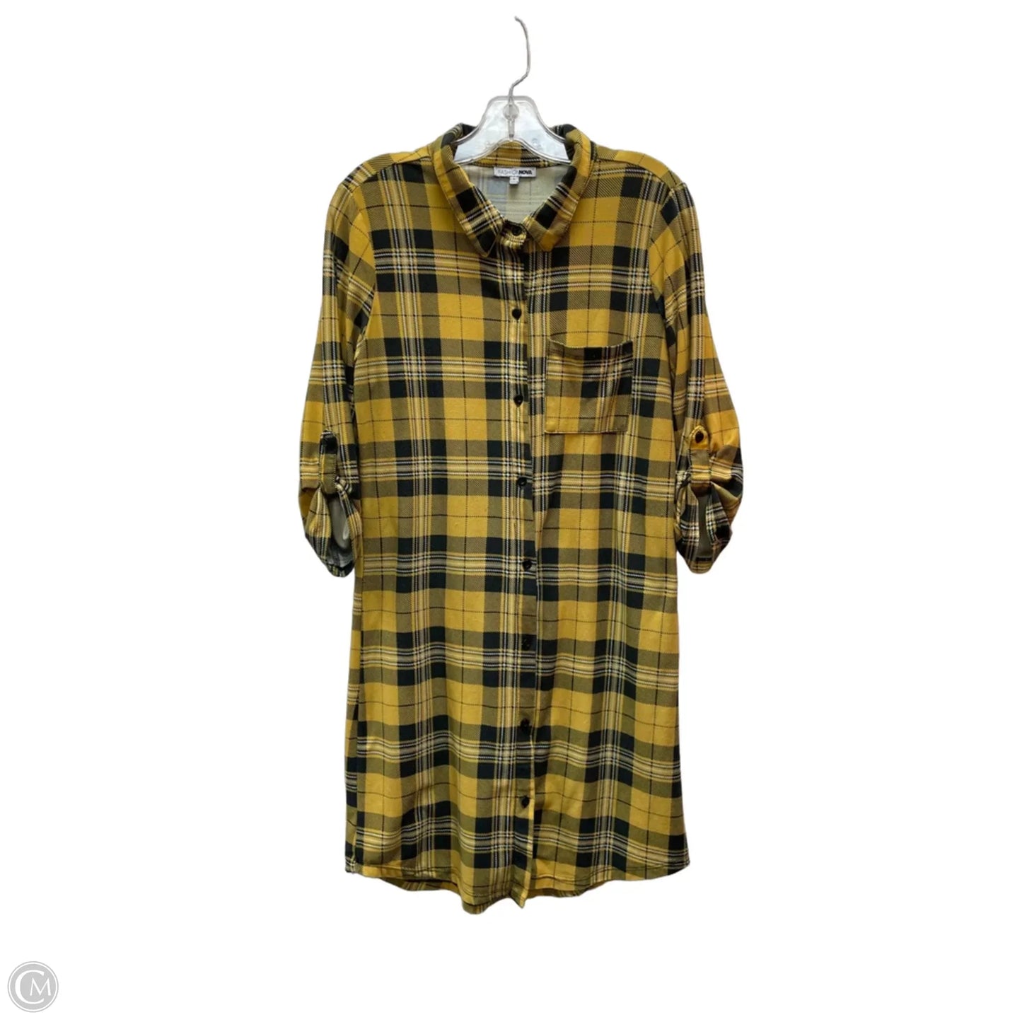 Tunic 3/4 Sleeve By Fashion Nova In Black & Yellow, Size: L