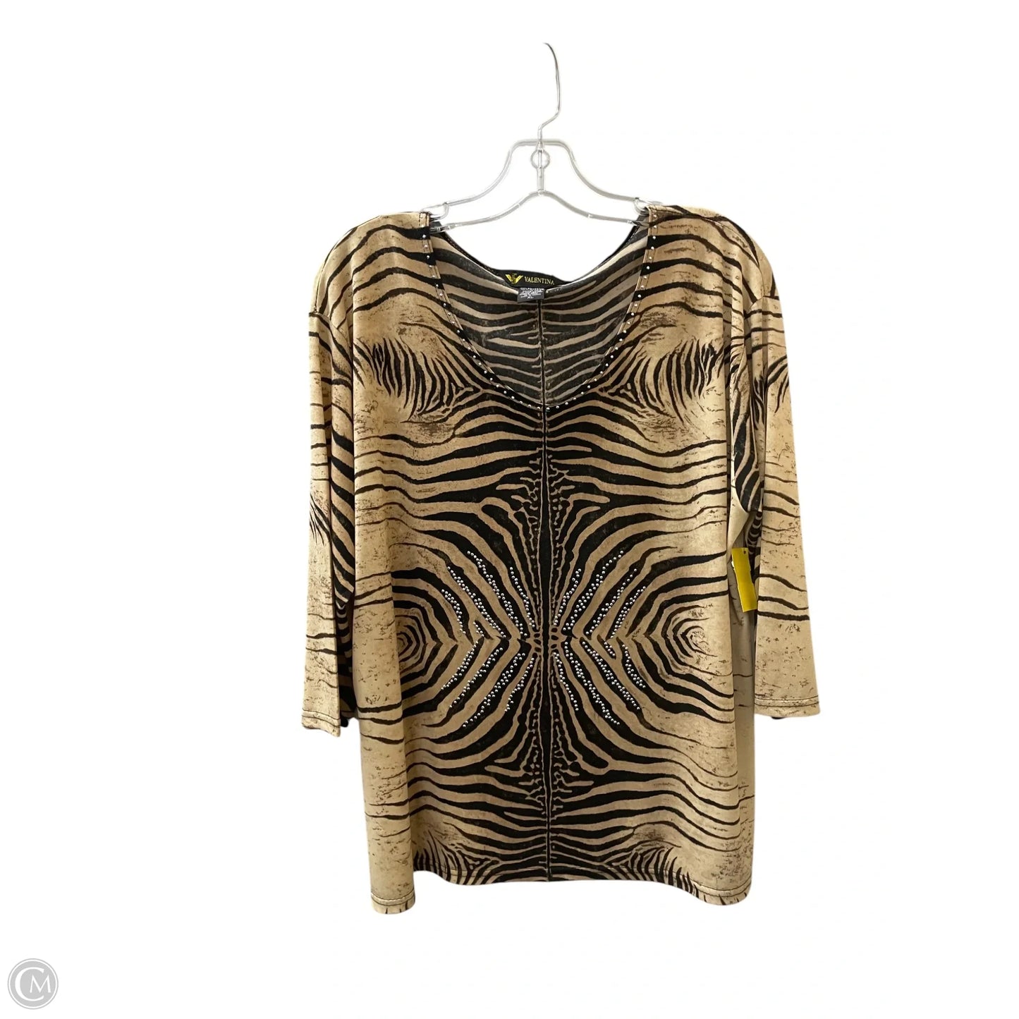Top Long Sleeve By Valentina In Animal Print, Size: Xl