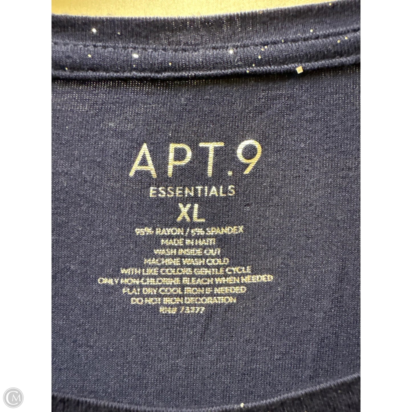 Top Short Sleeve By Apt 9 In Navy, Size: Xl