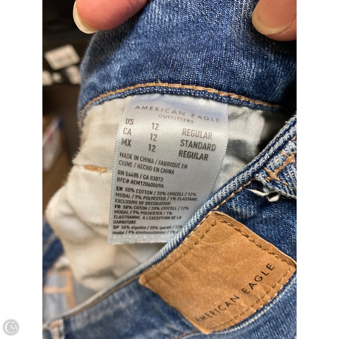 Jeans Straight By American Eagle In Blue Denim, Size: 12